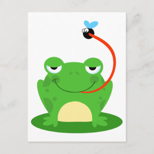 Carte Postale grenouille croustillante attrapant un dessin animé