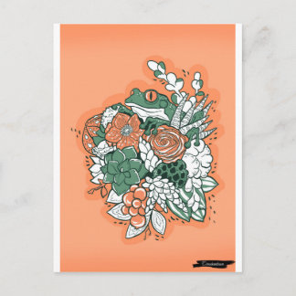 Carte Postale Grenouille dans le bouquet de fleurs