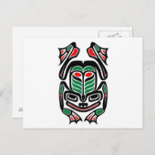 Carte Postale Grenouille d'art autochtone haïda - noir sur blanc (Devant / Derrière)