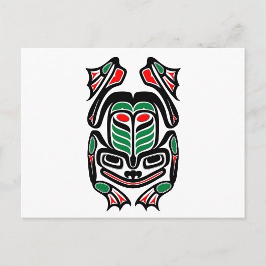 Carte Postale Grenouille d'art autochtone haïda - noir sur blanc (Devant)