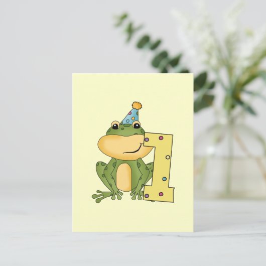 Carte Postale Grenouille de fête 1er anniversaire T-shirts et ca (Debout devant)