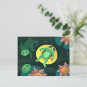 Carte Postale Grenouille de natation Lunettes de soleil jaunes (Debout devant)
