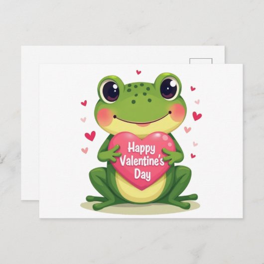 Carte Postale Grenouille de Saint Valentin (Devant / Derrière)