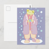 Carte Postale Grenouille d'hiver confortable (Devant / Derrière)