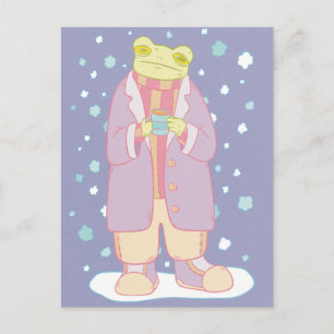 Carte Postale Grenouille d'hiver confortable