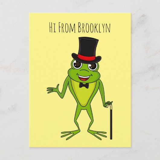 Carte Postale Grenouille drôle avec chapeau haut de forme dessin (Devant)