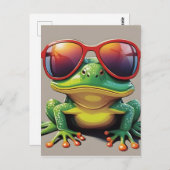 Carte Postale Grenouille drôle avec lunettes de soleil (Devant / Derrière)