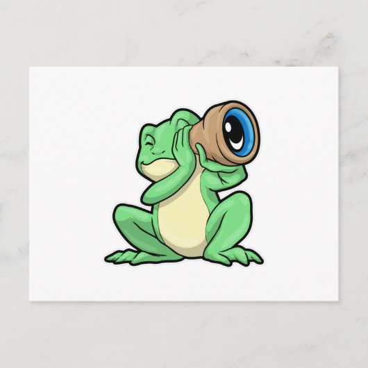 Carte Postale Grenouille en astronomie avec télescope (Devant)