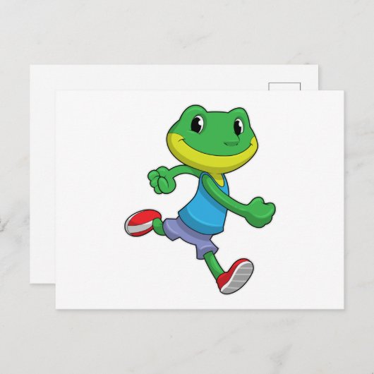 Carte Postale Grenouille en coureuse à la course (Devant / Derrière)