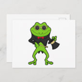 Carte Postale Grenouille en magicien avec baguette magique et ch (Devant / Derrière)