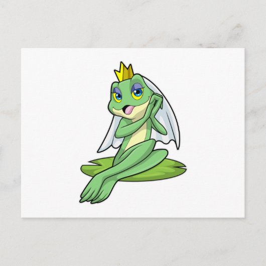 Carte Postale Grenouille en mariée au mariage avec couronne (Devant)