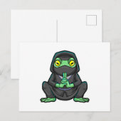 Carte Postale Grenouille en ninja noir (Devant / Derrière)