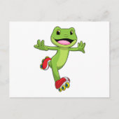 Carte Postale Grenouille en Patinage en ligne avec Roller skates (Devant)