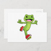 Carte Postale Grenouille en patineur en ligne avec des rollers (Devant / Derrière)