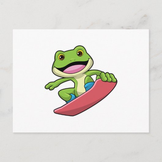 Carte Postale Grenouille en planchiste avec planche à neige (Devant)
