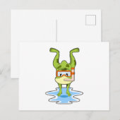 Carte Postale Grenouille en plongée avec masque (Devant / Derrière)