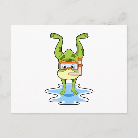Carte Postale Grenouille en plongée avec tuba (Devant)