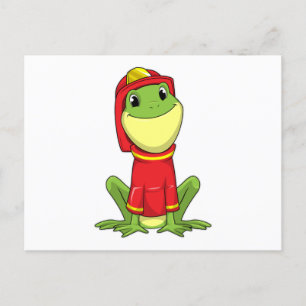 Carte Postale Grenouille en pompier avec casque