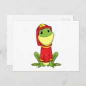 Carte Postale Grenouille en pompier avec casque (Devant / Derrière)