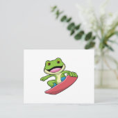 Carte Postale Grenouille en snowboardeur avec snowboard (Debout devant)