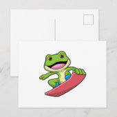 Carte Postale Grenouille en snowboardeur avec snowboard (Devant / Derrière)