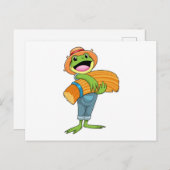 Carte Postale Grenouille en tant que fermier avec paille (Devant / Derrière)