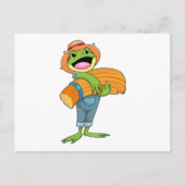 Carte Postale Grenouille en tant que fermier avec paille (Devant)