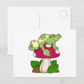 Carte Postale Grenouille endormie avec champignon (Devant / Derrière)