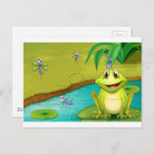 Carte Postale Grenouille et mouches (Devant / Derrière)