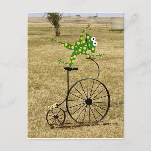 Carte Postale Grenouille excitée à vélo (Devant)