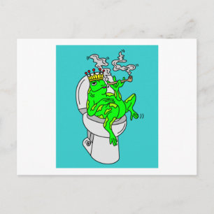 Carte Postale Grenouille fumant sur les toilettes