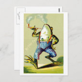 Carte Postale Grenouille fumeur de pipe du 19e siècle (Devant / Derrière)