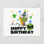 Carte Postale Grenouille Hoppy 1er Anniversaire T-shirts et cade (Devant)