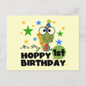 Carte Postale Grenouille Hoppy 1er Anniversaire T-shirts et cade (Devant)