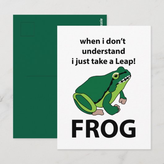 Carte Postale Grenouille Je Prends Juste Une Grenouille À Leap (Devant / Derrière)