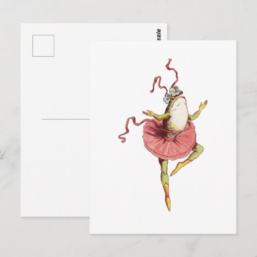 Carte Postale Grenouille jongleuse, illustration d'animal drôle (Devant / Derrière)
