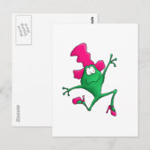 Carte Postale Grenouille joyeuse Stilletto Rose (Devant / Derrière)