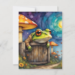Carte Postale Grenouille livre d'histoire Whimsical