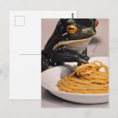 Carte Postale Grenouille mangeant des spaghetti (Devant / Derrière)
