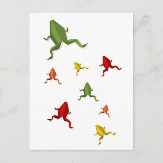 Carte Postale grenouille origami couleurs vives