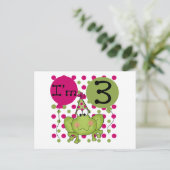 Carte Postale Grenouille rose 3ème anniversaire Tshirts et cadea (Debout devant)