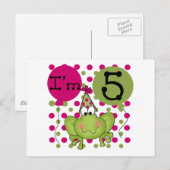 Carte Postale Grenouille rose 5e Anniversaire Tshirts et cadeaux (Devant / Derrière)