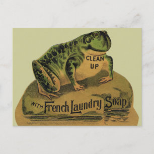 Carte Postale Grenouille savon de laverie française