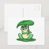 Carte Postale Grenouille sur feuille avec parapluie (Devant / Derrière)