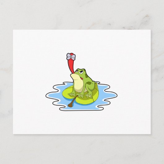 Carte Postale Grenouille sur la feuille avec insecte (Devant)