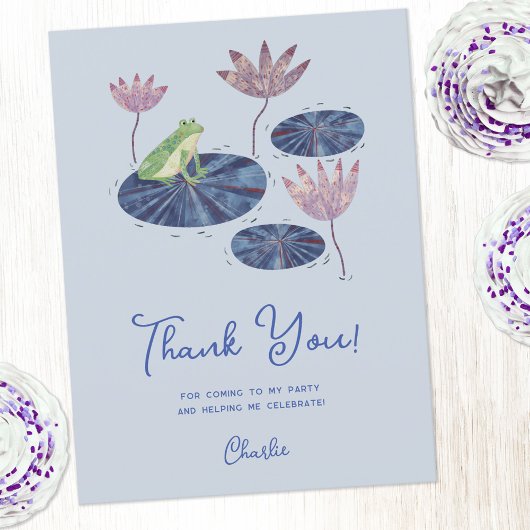 Carte Postale Grenouille sur un Merci Lily Pad Party
