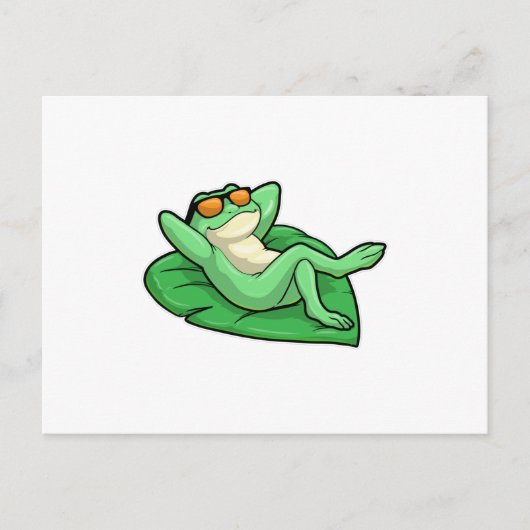 Carte Postale Grenouille sur une feuille avec des lunettes de so (Devant)