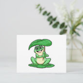Carte Postale Grenouille sur une feuille avec un parapluie (Debout devant)