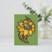 Carte Postale Grenouille Tournesol Fleur Grenouille Fleurie (Debout devant)