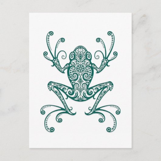 Carte Postale Grenouille Turquoise sur blanc (Devant)